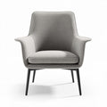 Fauteuil en tissu gris avec pieds en métal de dimensions 75 x 70 x 80cm