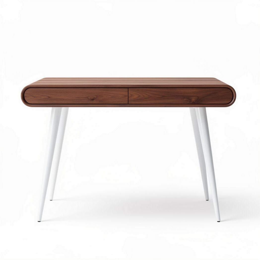 Bureau en bois de noyer avec tiroir blanc 120 x 60 x 75cm