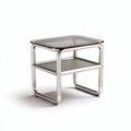 Table d'appoint rectangulaire en métal et verre 40 x 40 x 50cm argentée