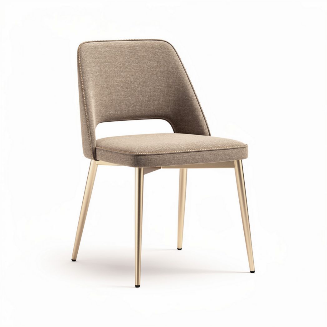 Chaise en tissu beige avec pieds en métal doré dimensions 45 x 50 x 90cm