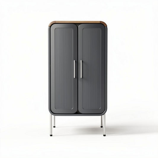 Armoire de rangement en métal gris avec portes doubles et pied en acier 80 x 40 x 160cm