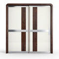 Portes coulissantes en verre avec cadres en bois et acier inoxydable 200 x 10 x 220cm