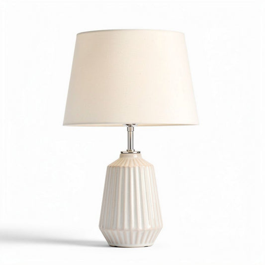 Lampe de table en céramique beige avec abat-jour en tissu de 30 x 30 x 55cm