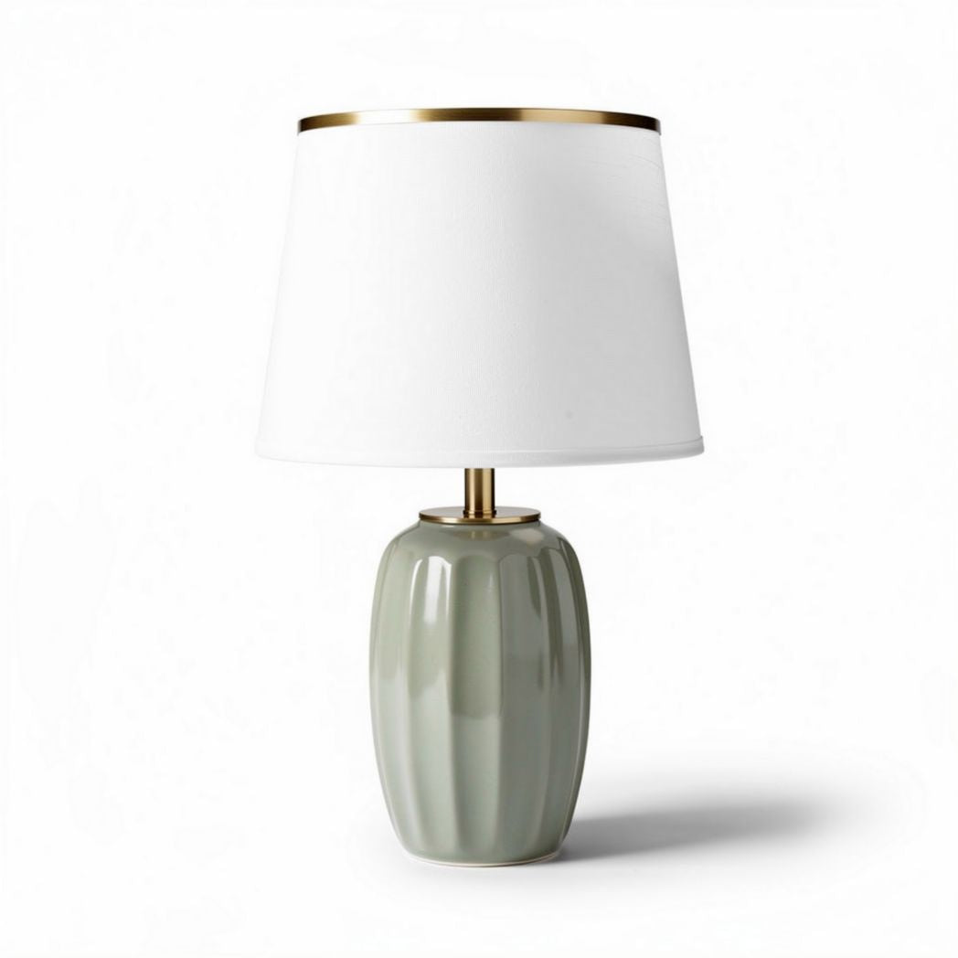 Lampe de table en céramique grise avec abat-jour blanc 30 x 30 x 50cm