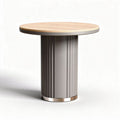 Table ronde en bois avec base en métal gris diamètre 75cm hauteur 75cm