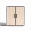 Armoire en bois clair avec portes battantes idéale pour le rangement 80 x 80 x 80cm