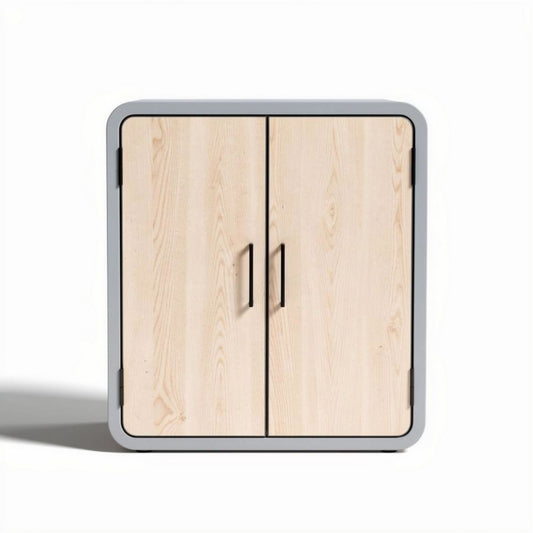 Armoire en bois clair avec portes battantes idéale pour le rangement 80 x 80 x 80cm