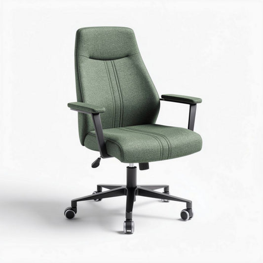 Chaise de bureau ergonomique en tissu vert avec accoudoirs 70 x 65 x 115cm