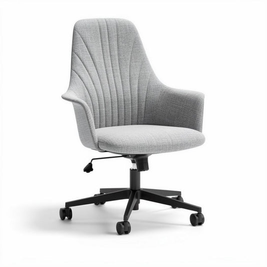 Chaise de bureau pivotante en tissu gris avec base en métal réglable 60 x 60 x 90cm