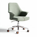 Chaise de bureau ergonomique en tissu vert avec roulettes et hauteur réglable