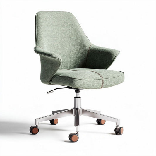 Chaise de bureau ergonomique en tissu vert avec roulettes et hauteur réglable