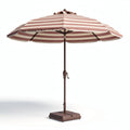 Parasol déporté en tissu rayé beige et marron 250 x 250 x 240cm