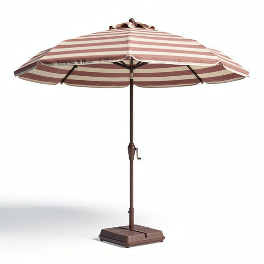 Parasol déporté en tissu rayé beige et marron 250 x 250 x 240cm